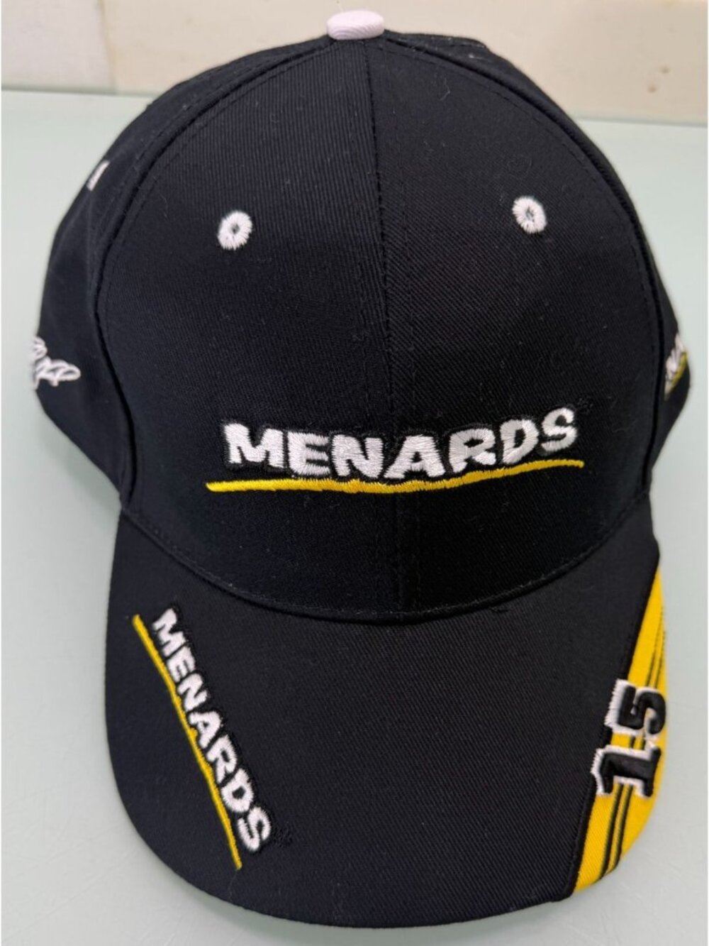 New Menards Racing Hat Cap 15 Paul Menard Embroidered Black Yellow Nascar NWOT